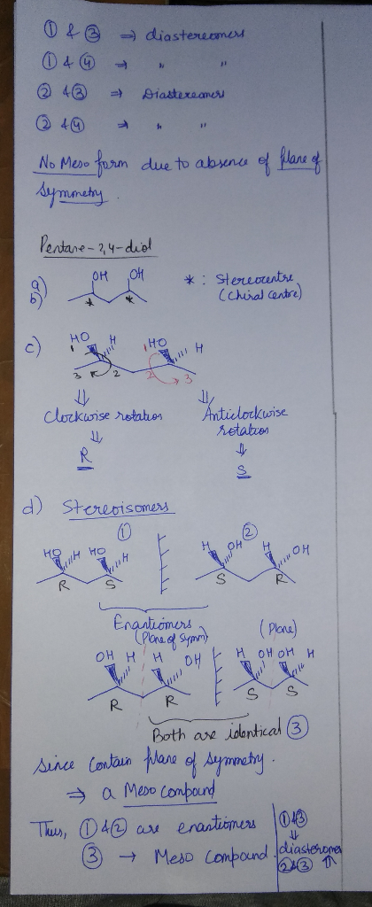 diastereomert 0 £3 049 - ☺ 4 + Diastereamer due to absence of flane of No Meso form Symmetry Pentane - 24-did OH OH *: Stereo