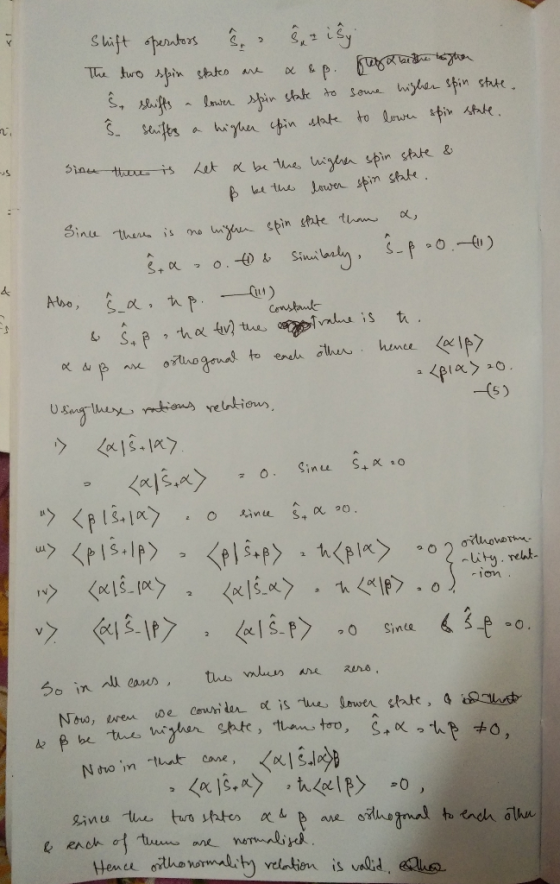 Shift operators se Suzisy The two spin states are a&p. Sega be the traghen S shifts a lower spin skate to some higher spin st