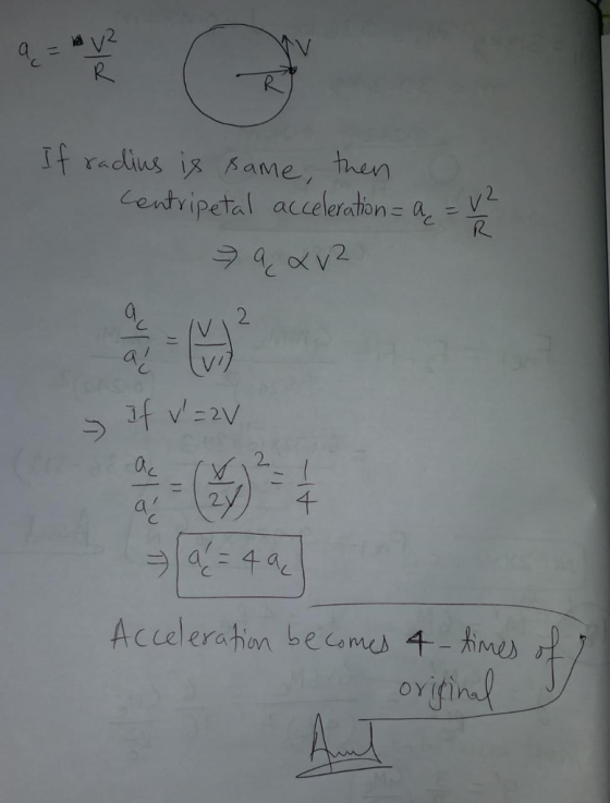 2. t radius is same, then centripetal acceleration= act 2 R2 2 Acceleration become),千-Anre) oYna