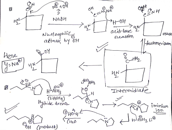 No toh Oh D OH OP ONH NaOH HNA H-OH acid-base 2 기 thaoy Neeleophilic attack by oH sreaction 1 automerization Hore HN 2 LOGAH