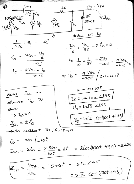 Sim VO VTH ga 10) Yo loosloot asi vise Som H 2 OLO Nodal at vo give * * -voj VO + VSE -2&o=0 10 8 = Ven - Vo -Ioj i = even -