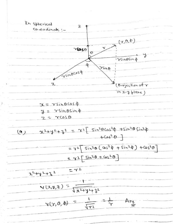 In spherical 2 co-ordincle . (Projection of r in.x-yト1@he 2