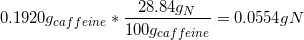 0.19209caffeine 28.849N 100gcaffeine = = 0.05549N