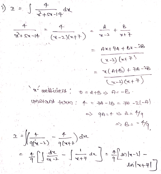 3) I = S 4 da 2 +62-14 4 > B + 2+52-14 4 (x-2)(n+7) &-2 xt7 Ant Fat By - 2B (1-2) (x675 a(Atg) + 7A-2B (+ = a webbéciert! 0 =