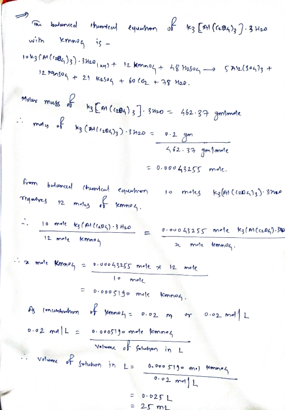 3 (a42.3 Hs0 hundc ron ulunce IM kmno is wih Molur mus 3C )3o- 462.37 gmmle 3 (204))20 462.3mme 0.000432SS mlc rm balunud (hu