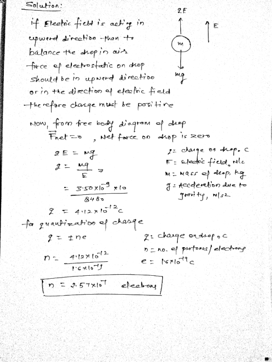 Solutton: balance the hop in a* Shoutd be n upwe or n +he d、rection at elec mc field the retare directイ の ton) ecdenton to