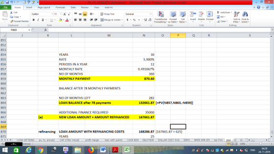 PV, FV, ANNUITY (Autosaved) - Microsoft Excel (Product Activation Failed) Review View Add-Ins - 2x = = Dr General Wrap Text F