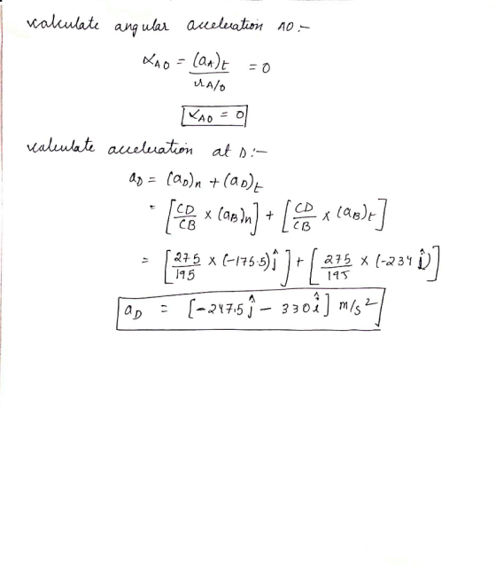 valulate ang ular aueleation A0- bXAO- lan)t A/O |KAD valulate aueluaton at D Ap= (ap)n +(aD) CD х (ав)n) + CB CB a75x (-231