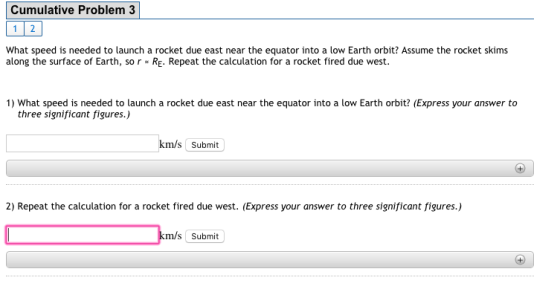 Cumulative Problem 3 1 2 What speed is needed to launch a rocket due east near the equator into a low Earth orbit? Assume the