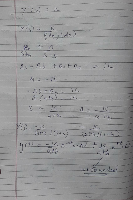 y lo ek A TB Sta s-b AS- Ab ABst Bu = A = - B - Car - Abt By = IC B (at) - K B = TC. A = - K atba th Y6 = - K tic S ath) (sta