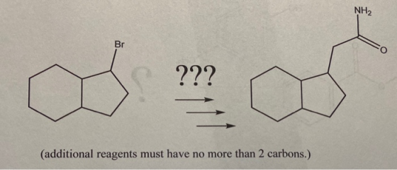 NH2 Br ??? (additional reagents must have no more than 2 carbons.)