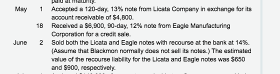 May 1 18 palu al malurily. Accepted a 120-day, 13% note from Licata Company in exchange for its account receivable of $4,800.