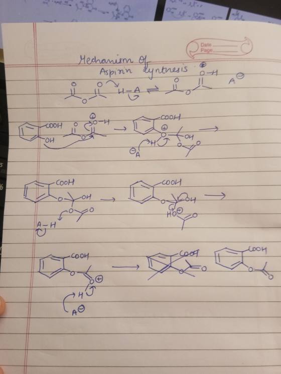 Date Page Mechanism of Aspirin Cynthesis H-AN o-H A الى الدم -COOH COOH OH 3 tou ove 5 coolt -cool % so you oyun Hoo А - Н 행