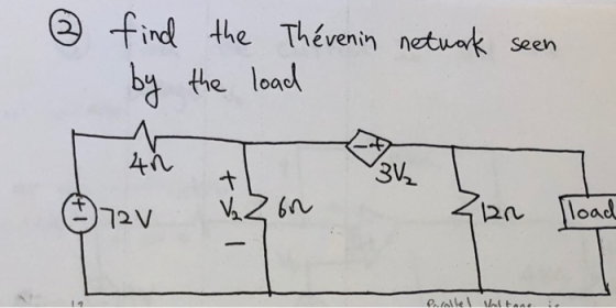 find the Thévenin netuak seen by the load 4 3V2 1 2n2 V