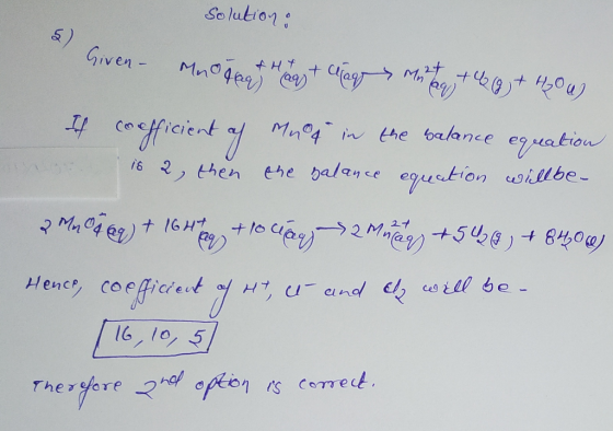 Solution: 5) Given - Given Mud Tagh (a) fHt Mint +60+ Hu) If coefficient of Muod in the balance equation ng is 2, then the ga