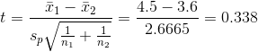 T1 - T2 t 4.5 – 3.6. - = 0.338 SpV1+1 2.6665 +