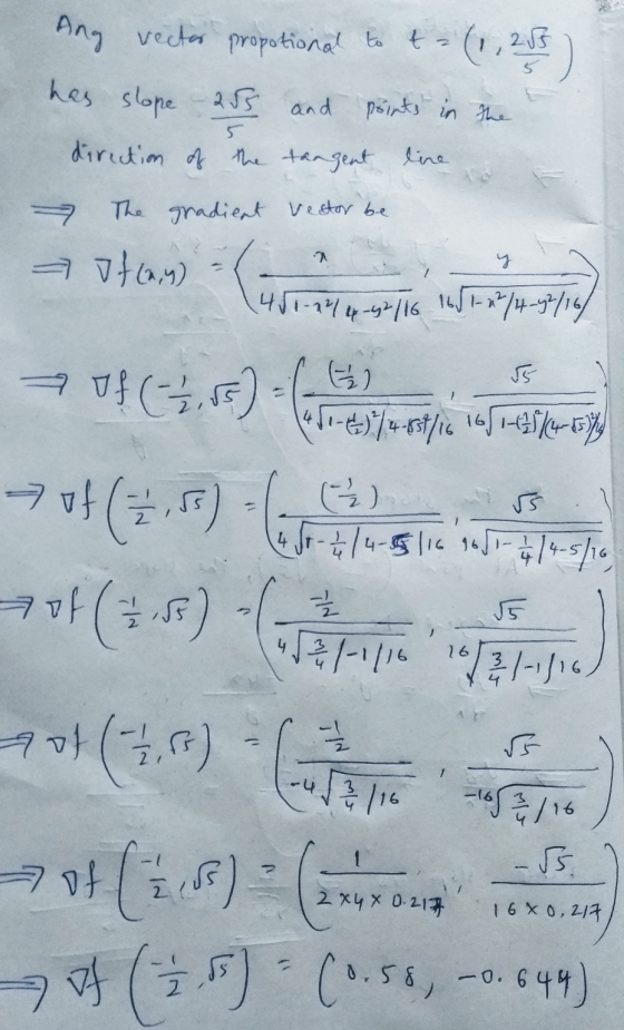 25 Ang vector propotional to ta (1 has slope 255 and points in the direction of the tangent line 5 - The gradient vector be -