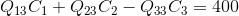 Q13C1 + Q23C2-33 C3 = 400