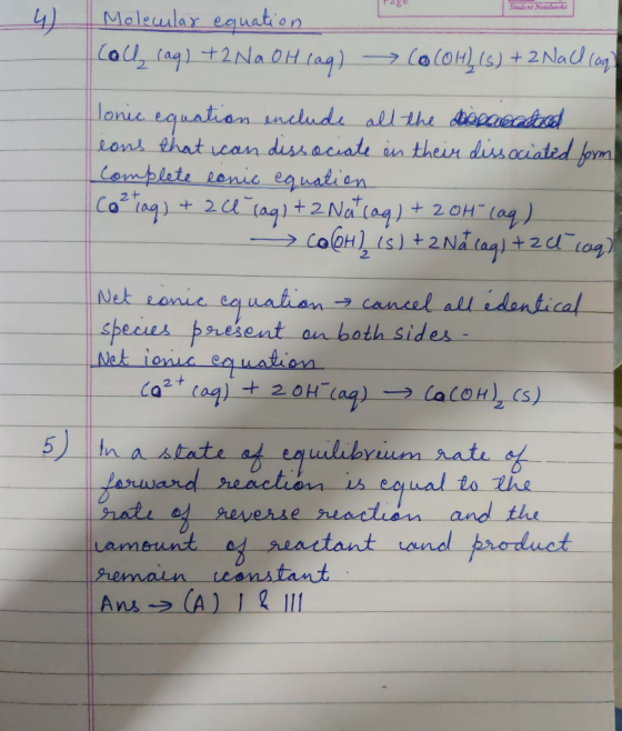 Student Notebooks Molecular equation Call (aq) + 2NaOH lag) → COLOH, (s) + Nad lag) Tonic equation include all the discoated
