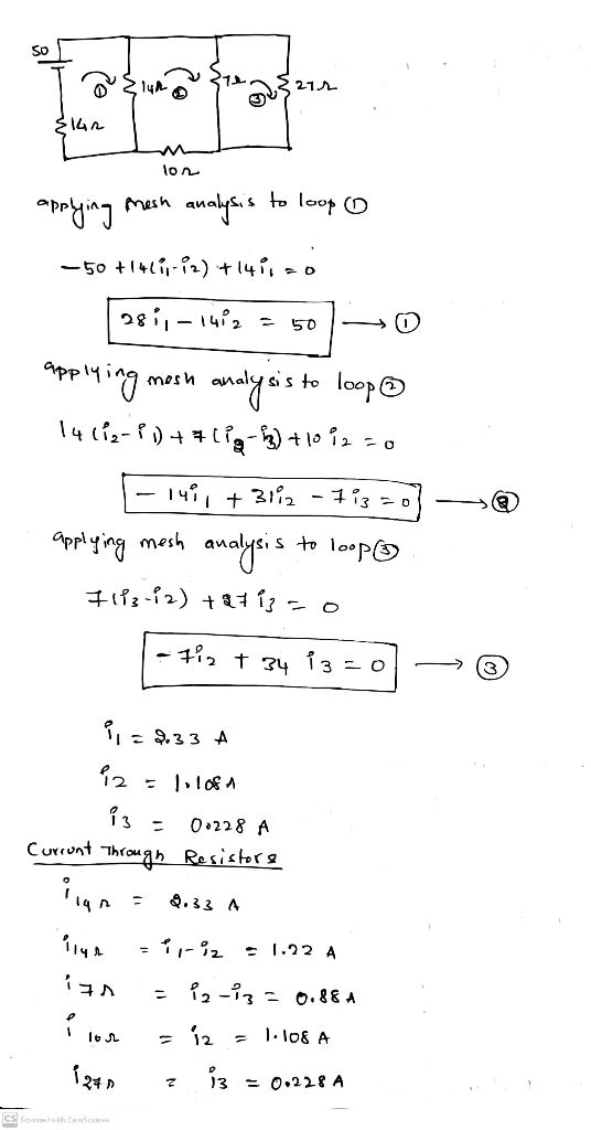 SO 03141 - Elur lon applying mesh analysis is to loop o -50 +1411-12) +1410 289,- 1412 50 0 mesh applying analysis sis to loo
