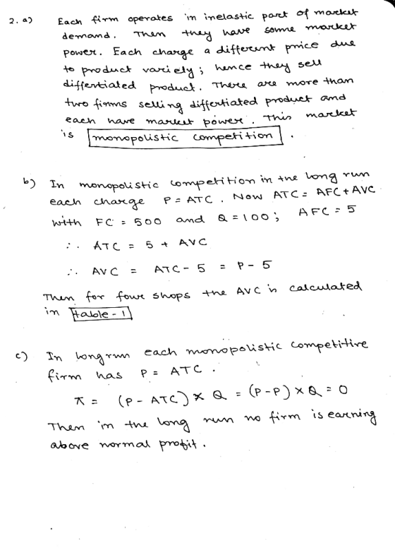 2. a) Each firm operakes inelastic pojrt demoma . Powei. Each charae a He di-ffevtiated. 4-o seu e produai. Thar aa more han