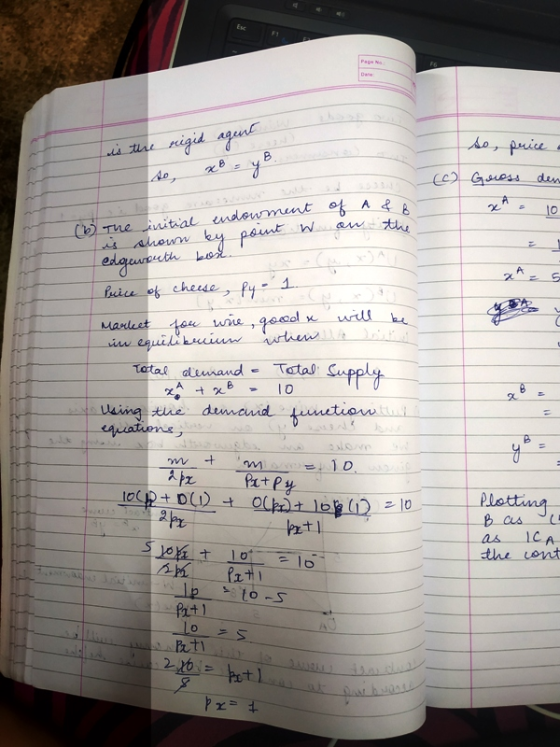 is the rigid agent so x = y. so, price - Gross den I (c) A 10 A&R the of on (b) the is initial shown endowment by pourt W o p