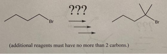 ??? X Br Br (additional reagents must have no more than 2 carbons.)