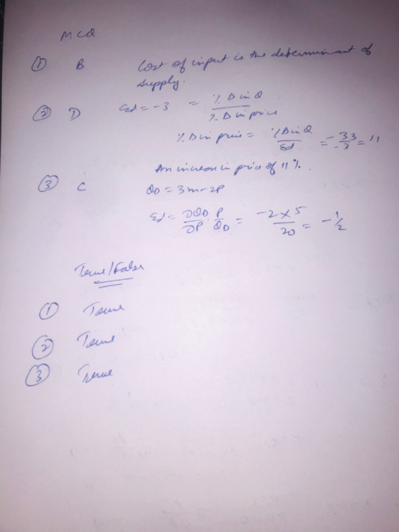 mcd 0 B lost of input is the deberminant of D Ad -- 3 - ? Dino supply. Din price 7. Din pris - Bind ²33_11 An increase in pri