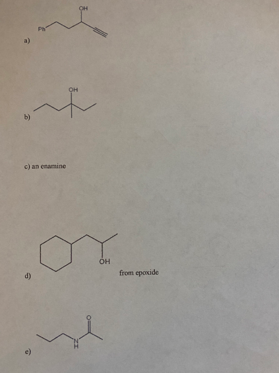 OH Ph a) OH c) an enamine OH from epoxide OS IZ