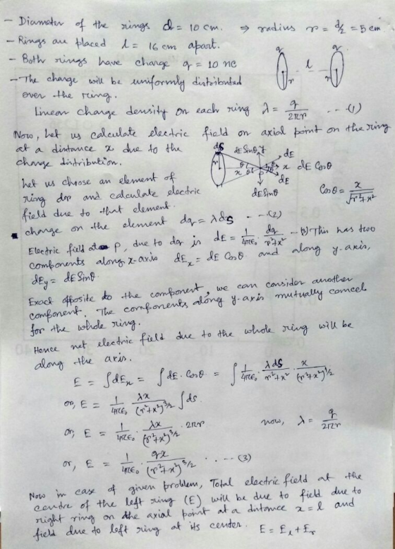 Rings are tlacad 16cm atar -Both unngs have change 午= 10 ne ever the rn het us dhuose an element f nin de and ealeulate placd