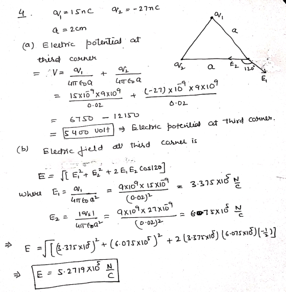 SnC - -27m C a 2cm a (a) E leeic potential at thise cosuner a 120 ЧT GъC Чтса ISX1xx09 -27) x 6וxxוo? O 02 215 3lechic potcvi