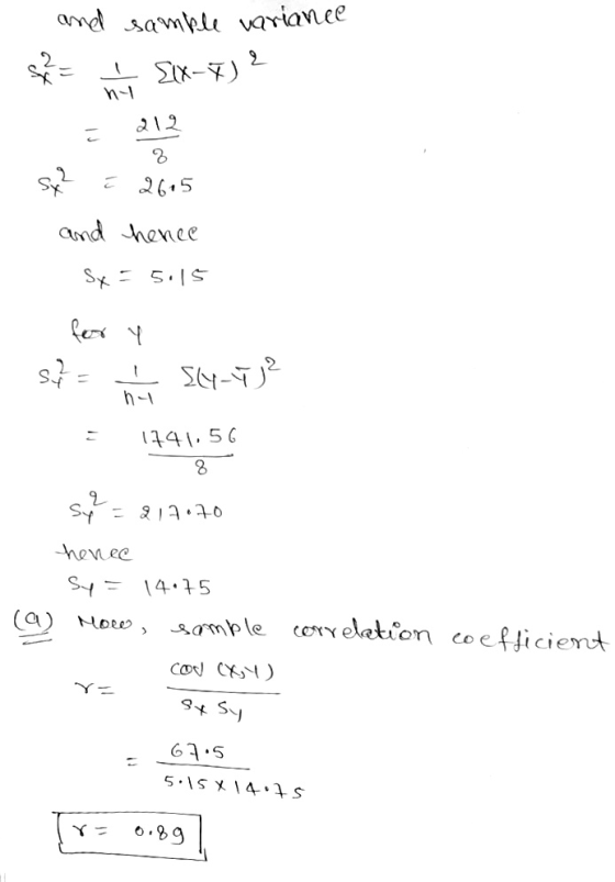 . and sample variance -) ? 1. i 212 2 Sy? E 2615 and hence Sx = 5.15 for y S7 = L sly-ij ² h- = 1741,56 8 so = 217070 henec S