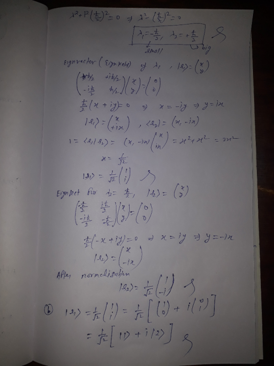 ) it to = (4) dtet a = - temel big Eignrector (Eign kelt) of to, 18)= (x) + lu+iyo > x= -3y + y = in 19,7 = 63) (hy) = (1, -i