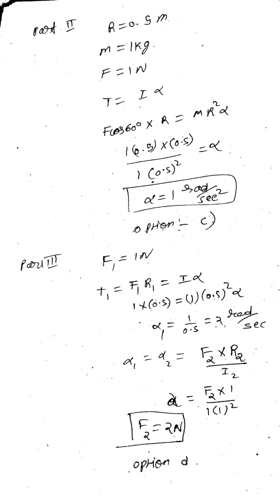 Part II R=o. S m m=1kg . F = in I= I a mra Floos 60° R = m 16.5) Xcois) I Cors)? soda See Q=1 o prion Parul ti F;=in = Id ixo