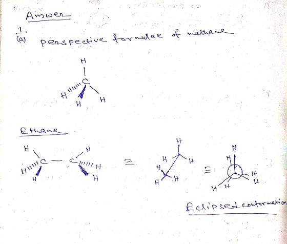 . Answer perspective formulae of methane 1111151 H H. Cell E thane I vie- 1 E H Hit ..H H Eclipsed conformation