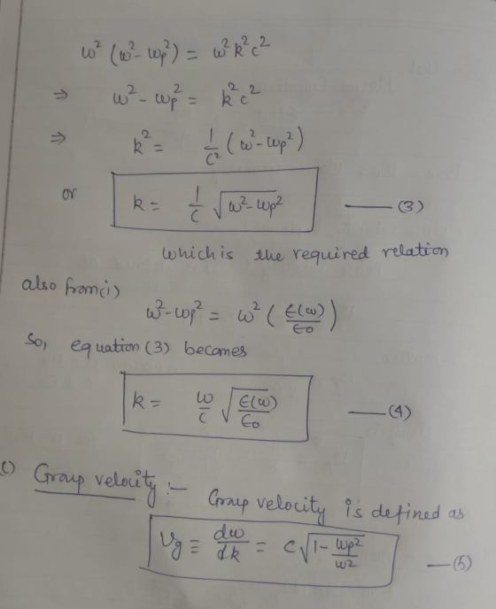 2. 2. (3) ohich is the required relation U3.w2 also forn(1) So eq uation (3) becomes Co 。Group velocity- p velegg _ Gaup vel