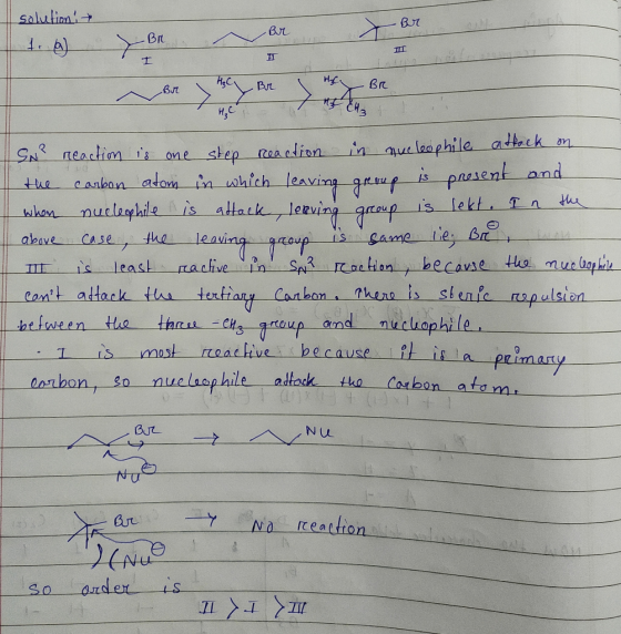 to BE solution t. A •Br -Br BR - Bro TI IT I HBC Br 1 H BR abovec Ase SN? reaction is one step reaction in que leophile attac