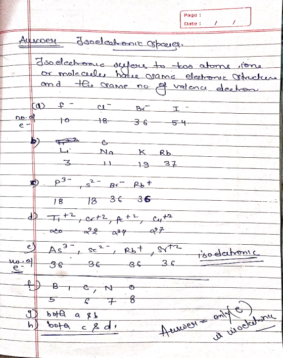 Page : Date : Alecoense Josoccobonic Osbcerere Iso elechonic refers to too atoms lone.. or molecules hace dame electronie Ost