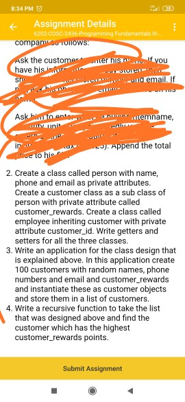 8:34 PM € Assignment Details 6202-COSC-2436-Programming Fundamentals i company TOITOWS: Ask the customer have his into G unte