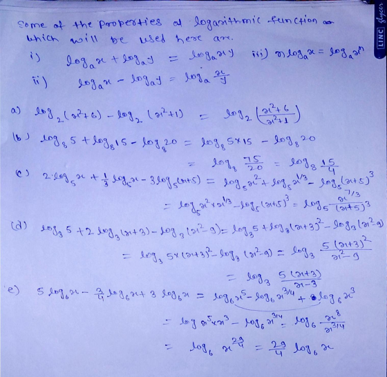 8 (217) come of the properties at logarithmic function as which will be used here logare & logat 15) ) Sonax = Jo8, эм і ) lo