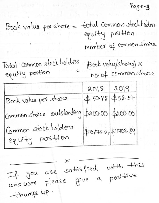 Page-3 Book value per share a total common stock holders equity portion number of common share Total common stock holders Boo