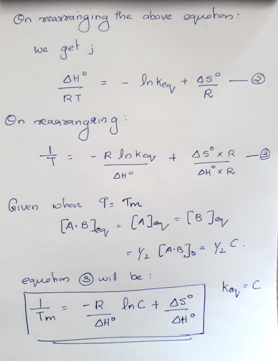 On rearranging the above equehors: RT we get ; 2H0 - In keq, + see — On seaquangang: $. - rlokep + $5°xR – On reagrangan eal