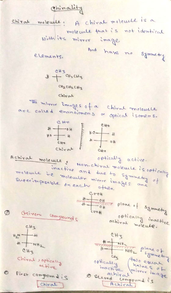 Chinality chiral molemile. ule: A chiral moleule is a A chiral molen molecule that is not identical with its mirror - And hav