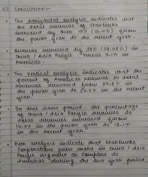 DATE (c) © CONCLUSIONS- о 2 Tike chorizontal analysis indicates that the total revenues of star licks increased dy ШОУ 10. (