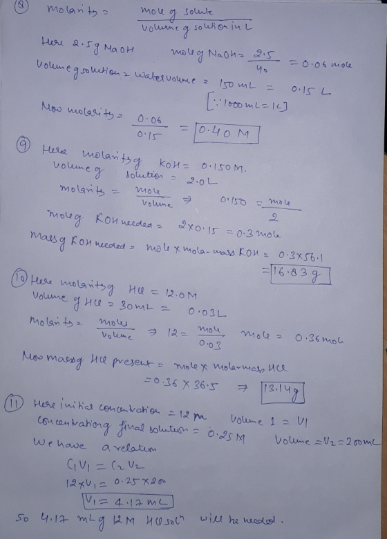 Solule mou malan t soutor in L olurme mauo Naoha 25 40 Here 2.59 Na 0H 70.06 male Voumegsouio watetvone 150 mL OISL Noo wolas