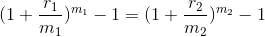 (1+\frac{r_1}{m_1})^{m_1}-1 = (1+\frac{r_2}{m_2})^{m_2}-1