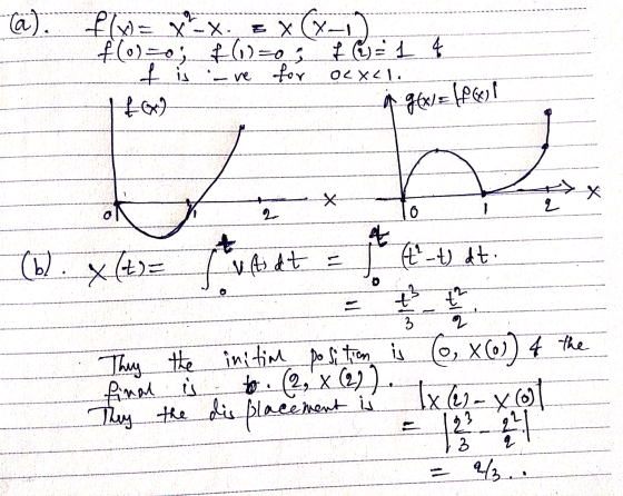a) f(x) = x-X. EX (X-1 #(O)=; +6)0; f (l) = 1 f for OLXCL 19(x)=62601 n * X 오 o 2 6 4 (b2 (t²-t) dt. x(+) = fvtdt t2 2 3 They