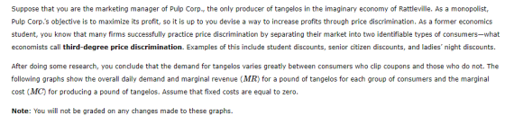 Suppose that you are the marketing manager of Pulp Corp., the only producer of tangelos in the imaginary economy of Rattlevil