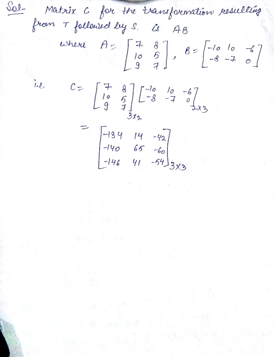 Sol rom tansformetiono psultig for the Matrix C S A8 -lo lo A where - -7 J -lo -6 -3 9 3x2 134 14 42 y-513x3 -146
