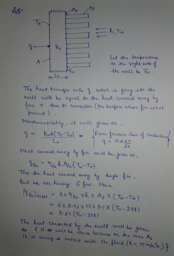 h. To ka L Let the temperature On the right side of the wall be Two The heat transfer rate of which is going into the wall wi